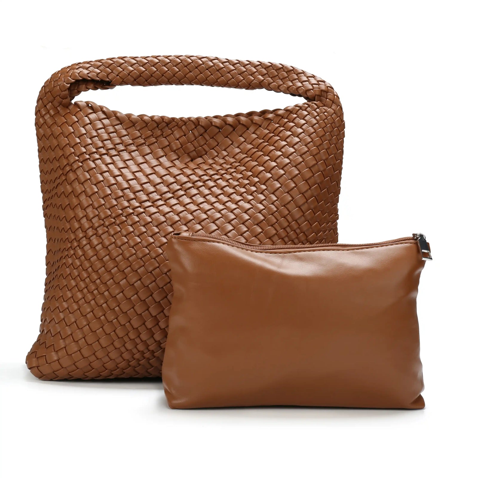 Woven Vegan Leather Hobo Tote Bag – Large Shoulder Bag for Women