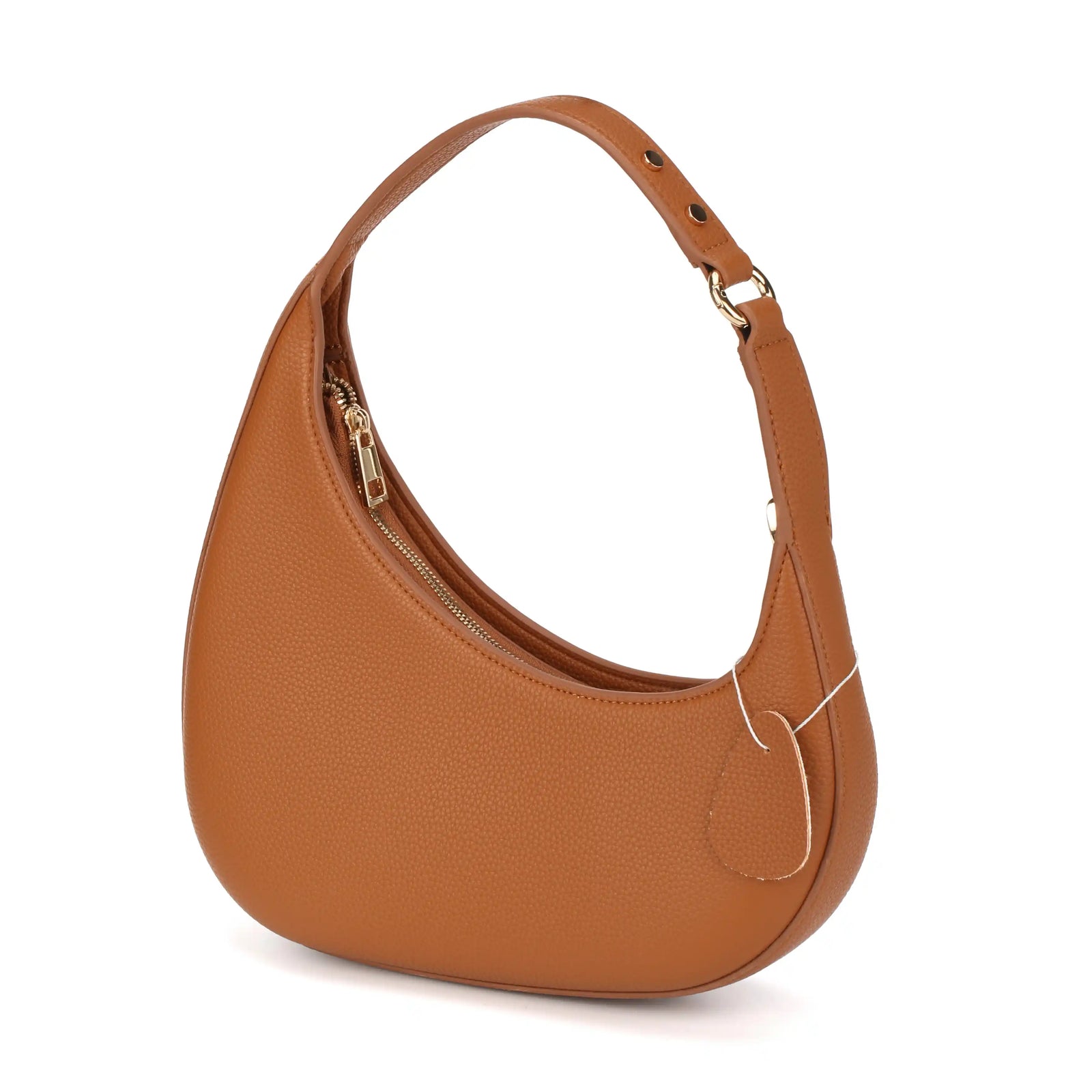 Vegan leather half moon crescent shoulder bag in brown – ARLANA Half Moon