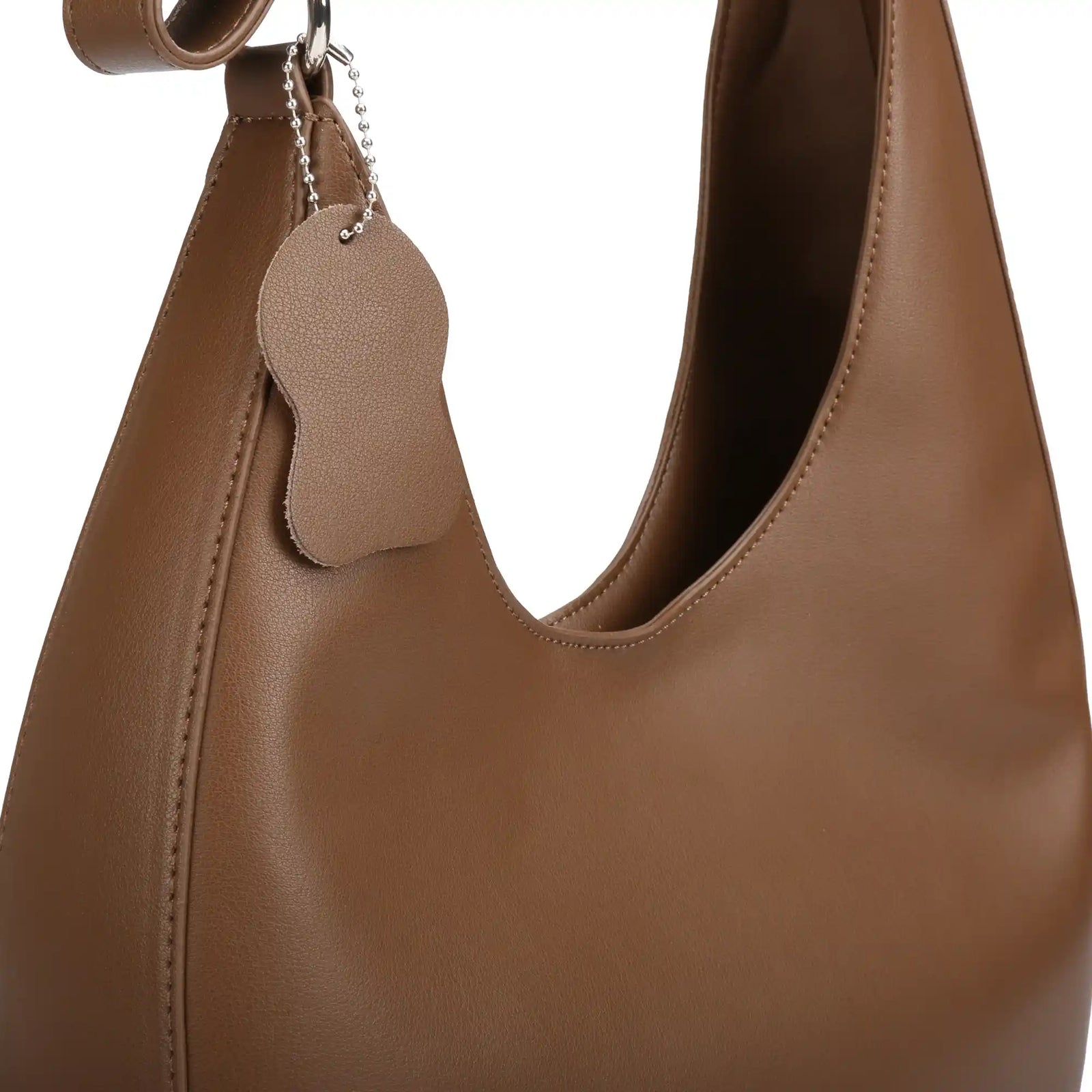 Large Vegan Leather Hobo Shoulder Bag – Crescent Tote Handbag for Women
