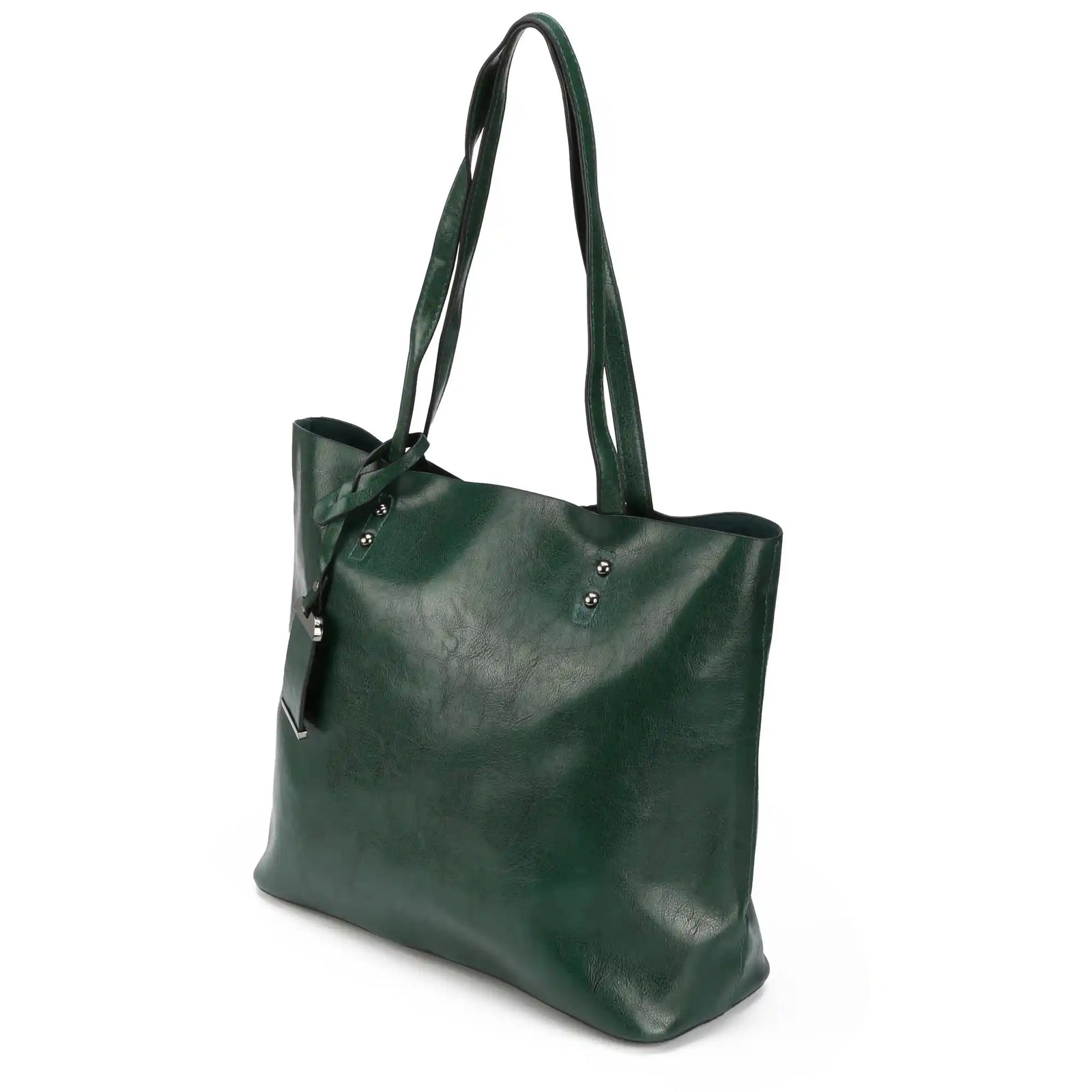 Vegan Leather Large Tote Bag – Double Handle Shoulder Work Bag for Women