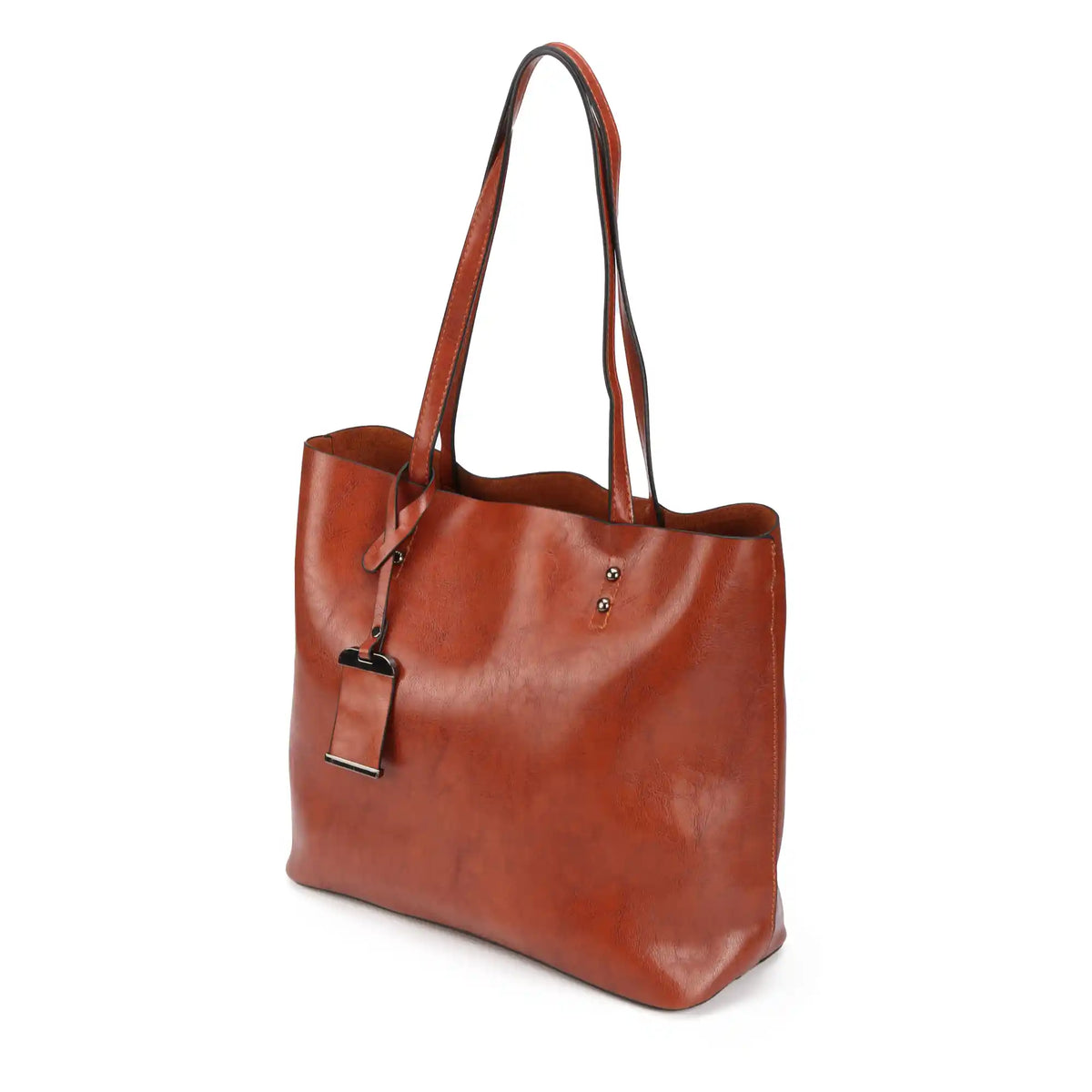 Large vegan leather tote bag with double handles in brown – ARLANA Berlin