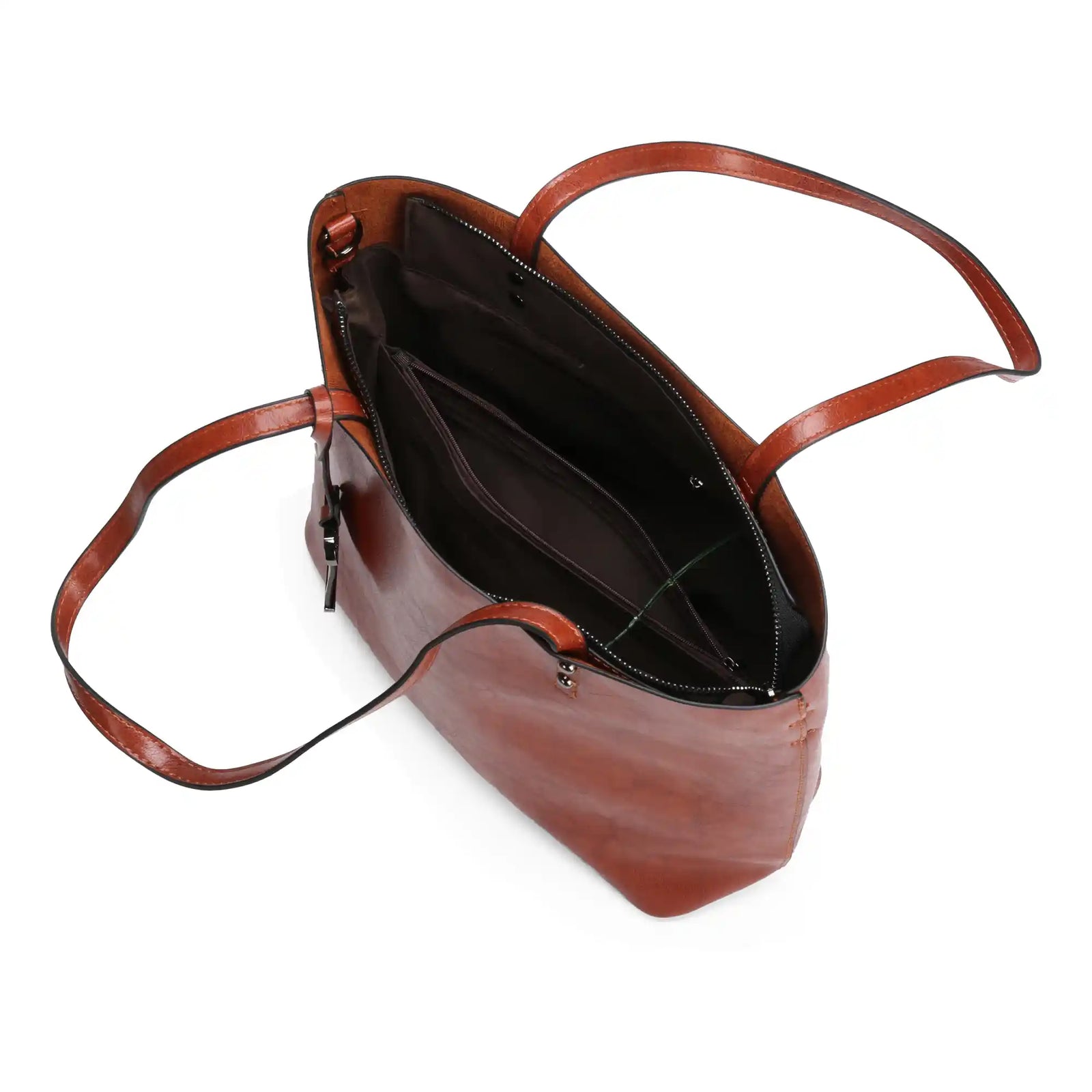 Vegan Leather Large Tote Bag – Double Handle Shoulder Work Bag for Women