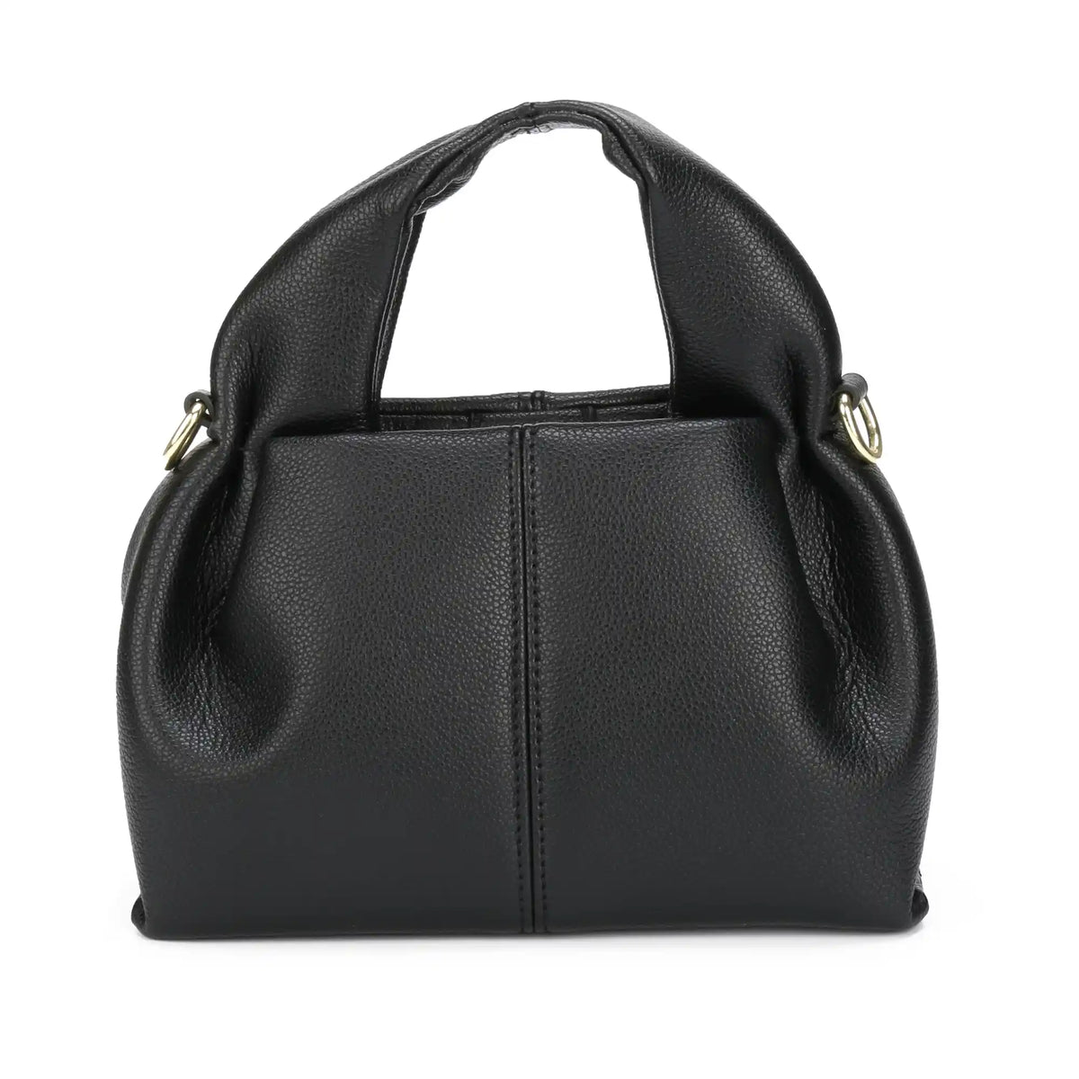 Large ruched vegan leather hobo bag in black – ARLANA