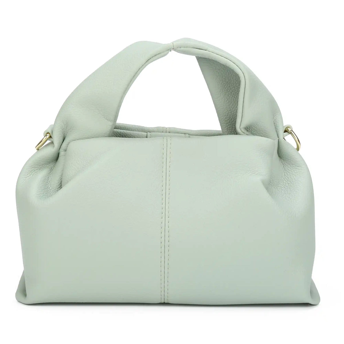 Soft ruched hobo bag in sage green vegan leather – ARLANA