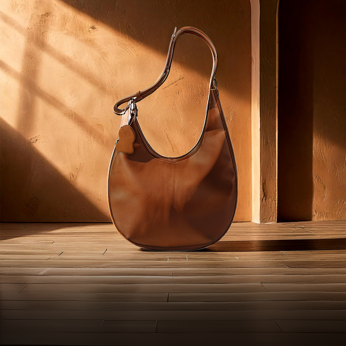 Luna hobo shoulder bag lifestyle shot warm tones – ARLANA