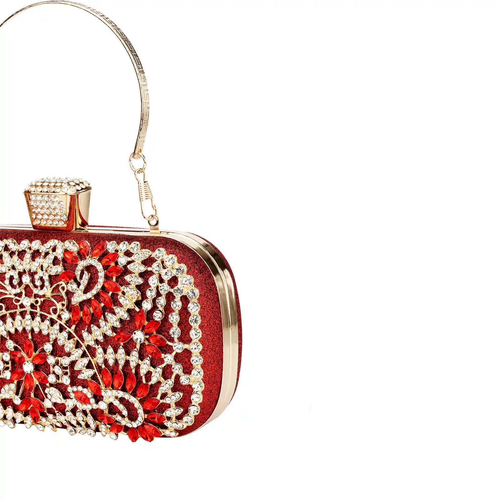 Rhinestone Embroidered Clutch Bag – Floral Evening Purse for Women