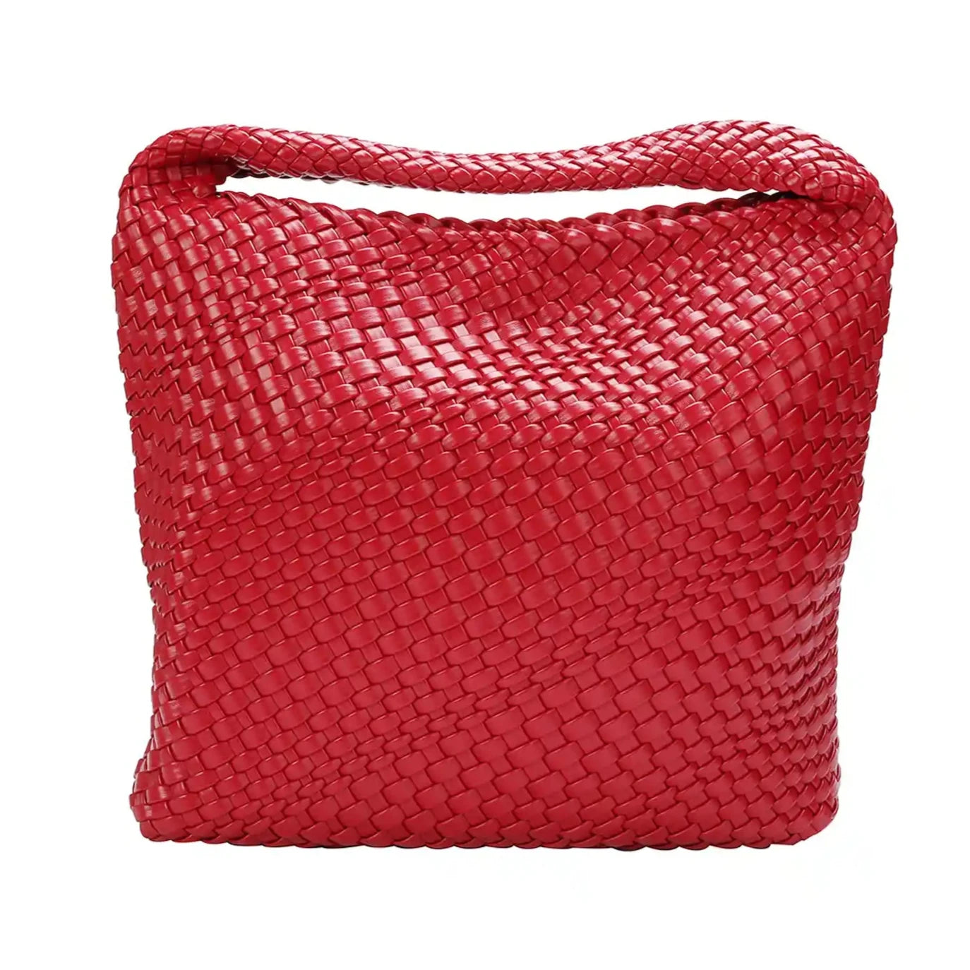 Woven vegan leather tote bag in red – ARLANA