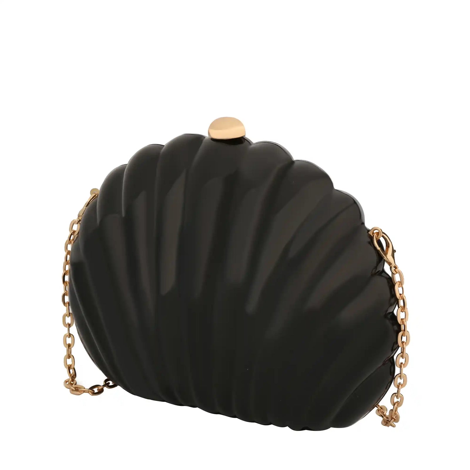Shell Shaped Clutch Bag – Gold Chain Crossbody Evening Purse for Women