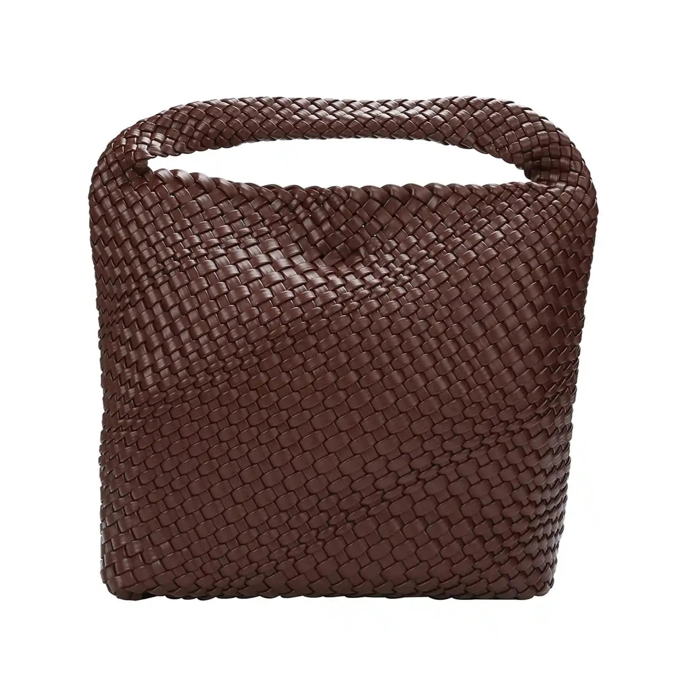 Large woven shoulder tote in warm brown – ARLANA