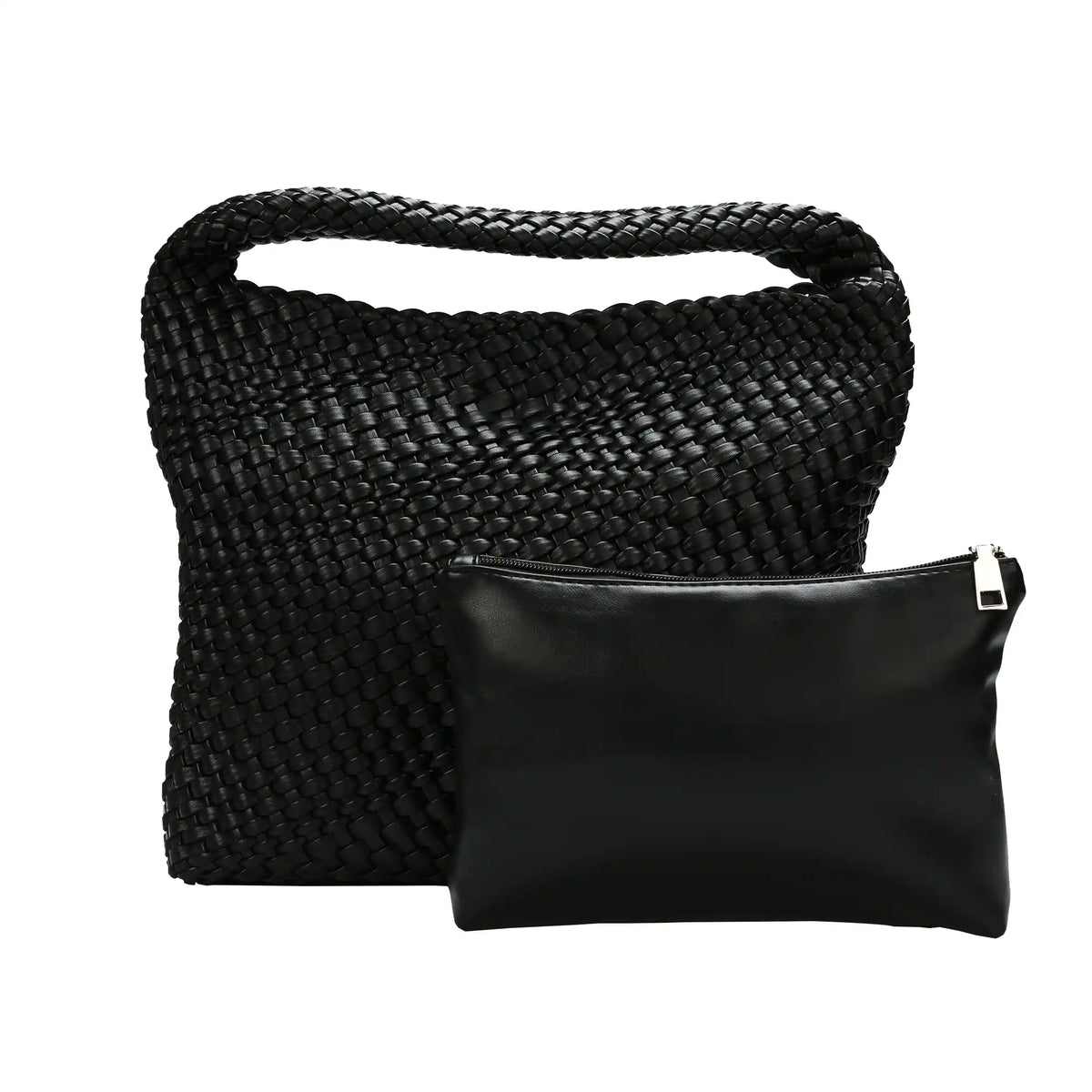 Woven Vegan Leather Hobo Tote Bag – Large Shoulder Bag for Women