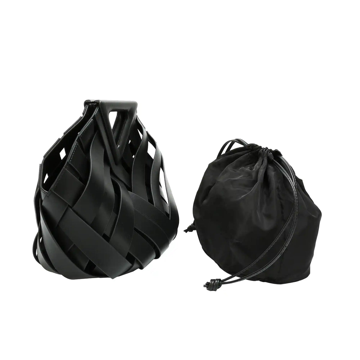 Woven Leather Geometric Top Handle Bag – Structured Handbag for Women