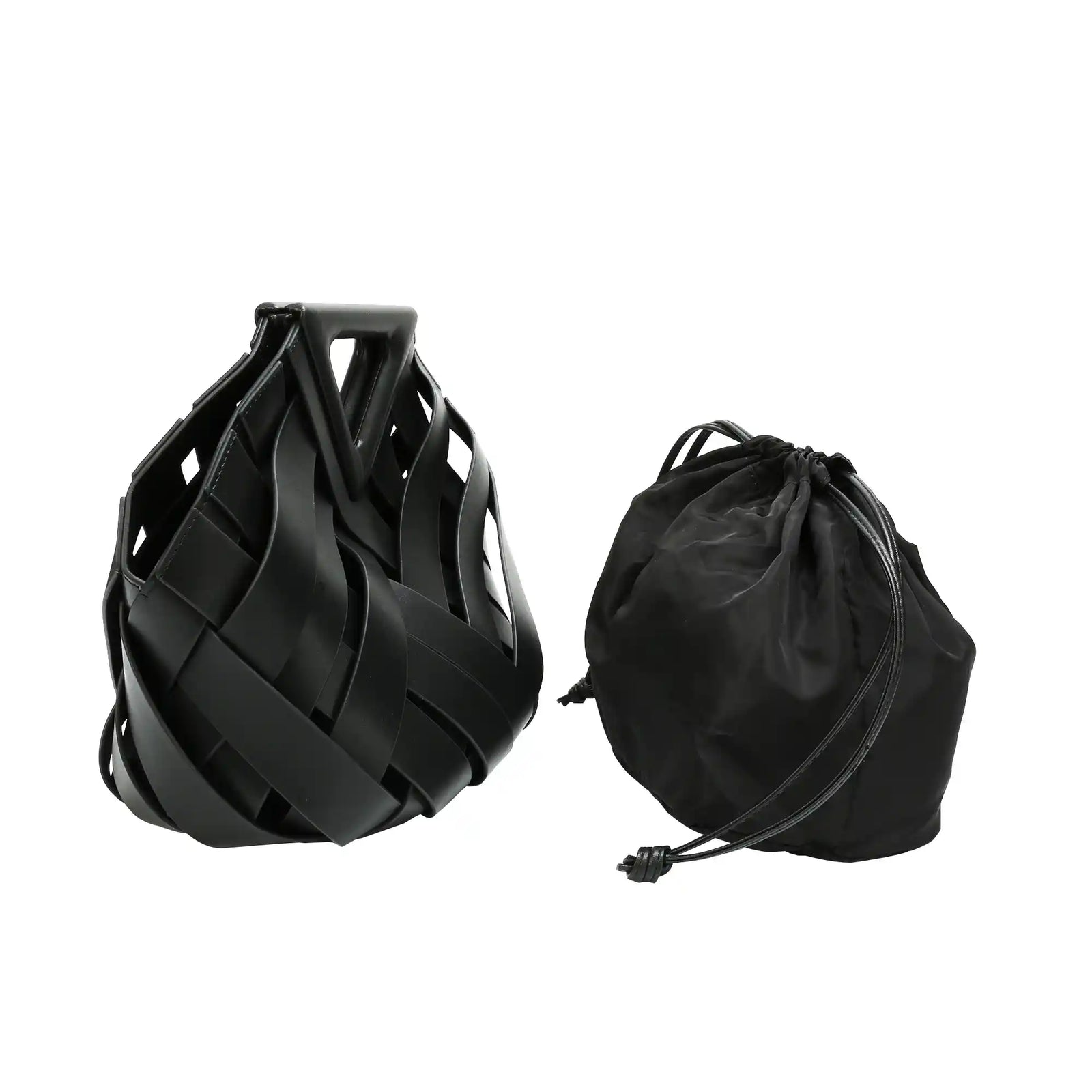 Woven Leather Geometric Top Handle Bag – Structured Handbag for Women