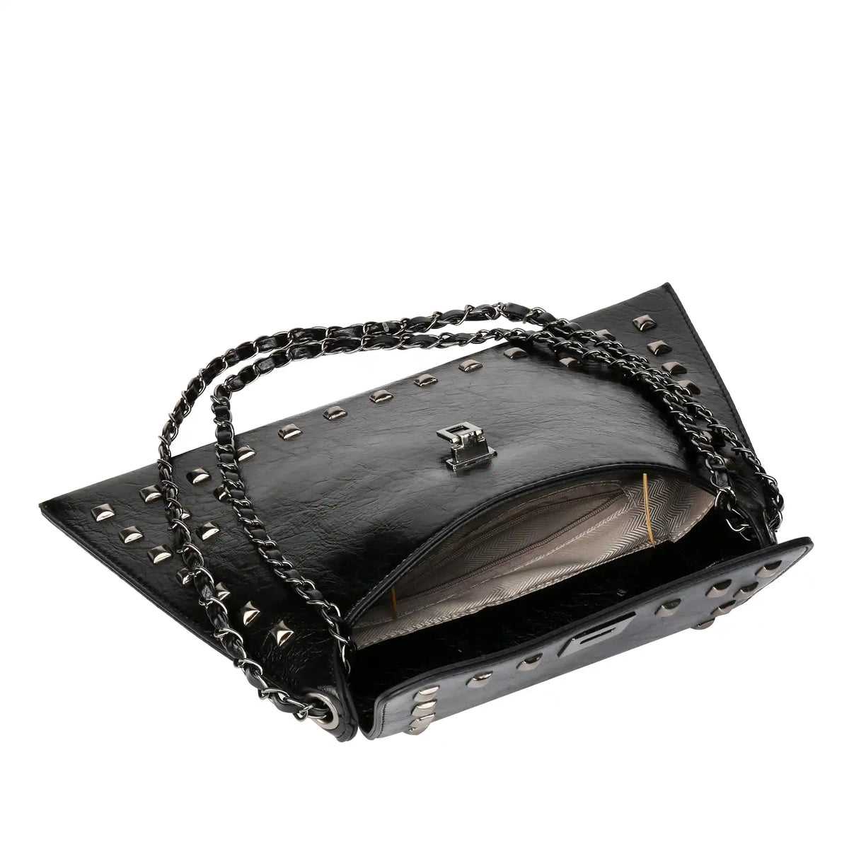 Close-up of gold stud embellishments on vegan leather – ARLANA