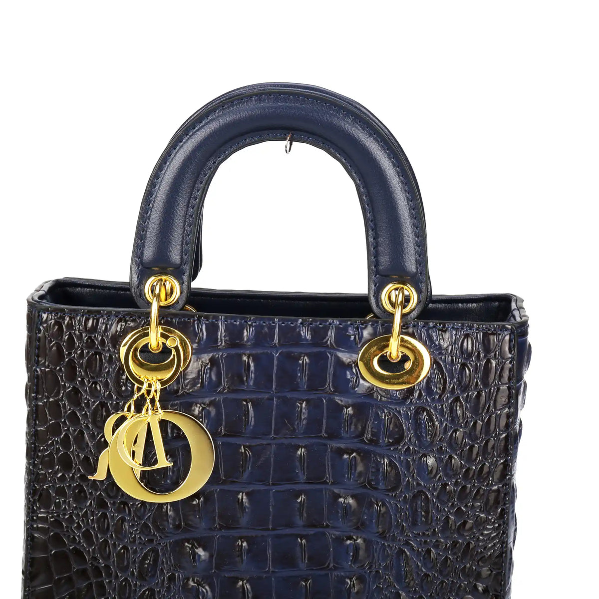 Croc Embossed Vegan Leather Top Handle Bag – Structured Handbag for Women