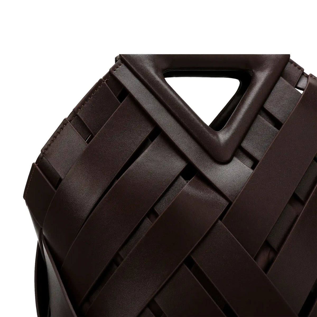 Woven Leather Geometric Top Handle Bag – Structured Handbag for Women