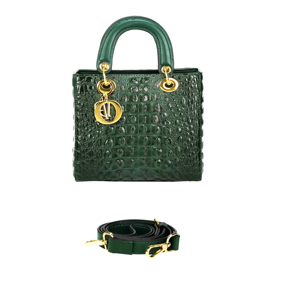 Croc Embossed Vegan Leather Top Handle Bag – Structured Handbag for Women