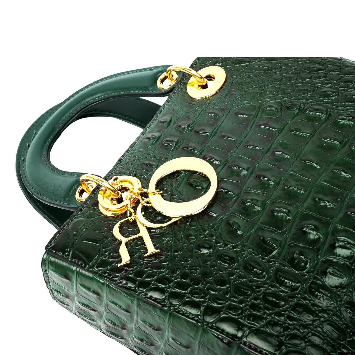 Croc Embossed Vegan Leather Top Handle Bag – Structured Handbag for Women