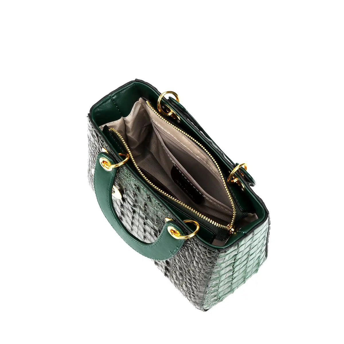 Croc Embossed Vegan Leather Top Handle Bag – Structured Handbag for Women