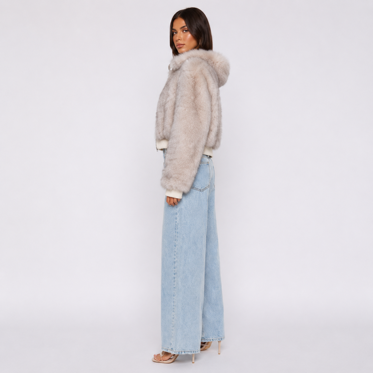 Ysée Veste en Fausse Fourrure Bomber