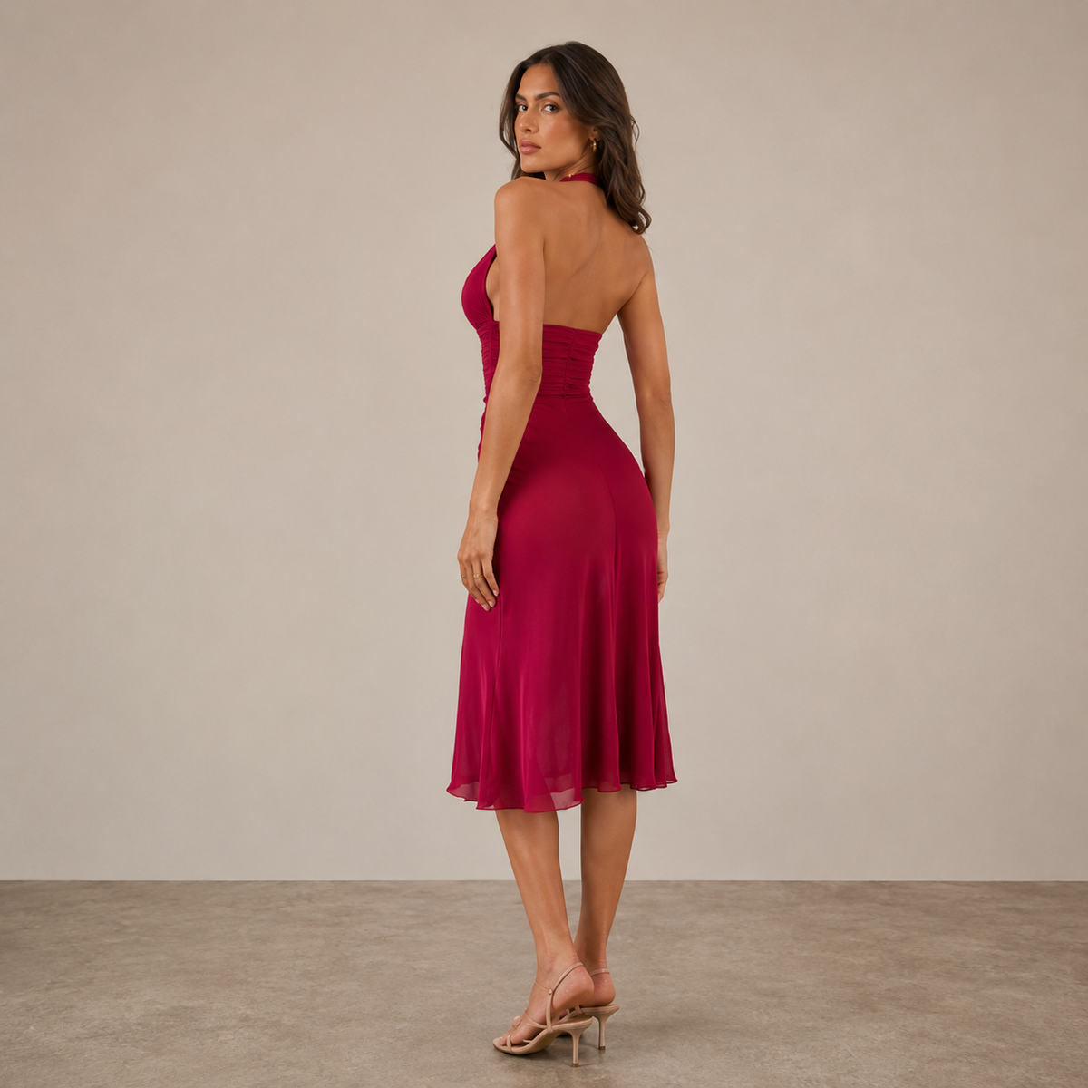 Céleste Robe Mi-Longue