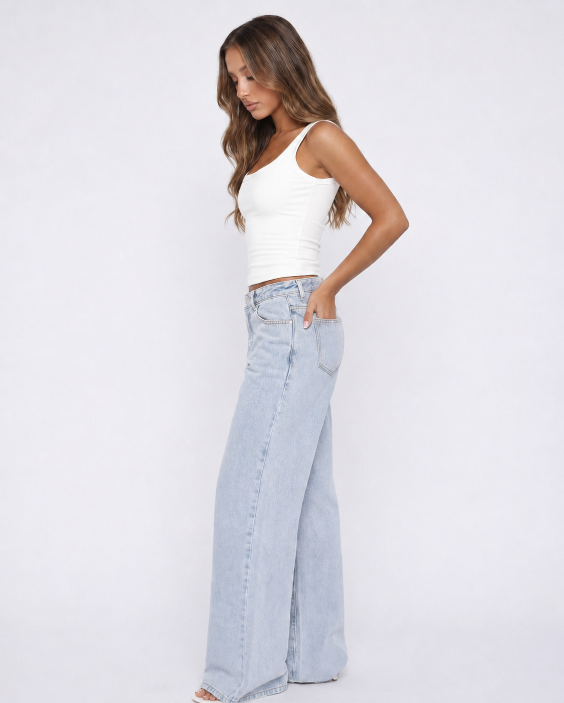 Alizée Jean Jambe Large Taille Mi-Haute