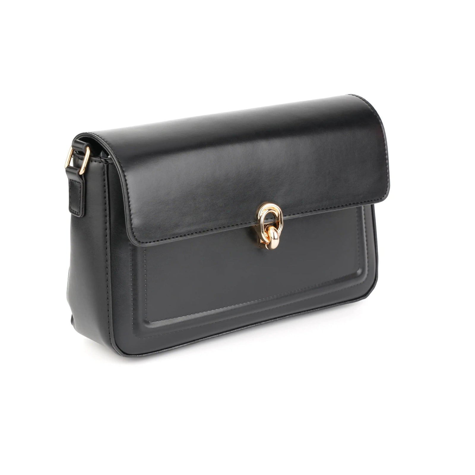 Vegan Leather Flap Shoulder Bag – Turn Lock Crossbody Handbag for Women