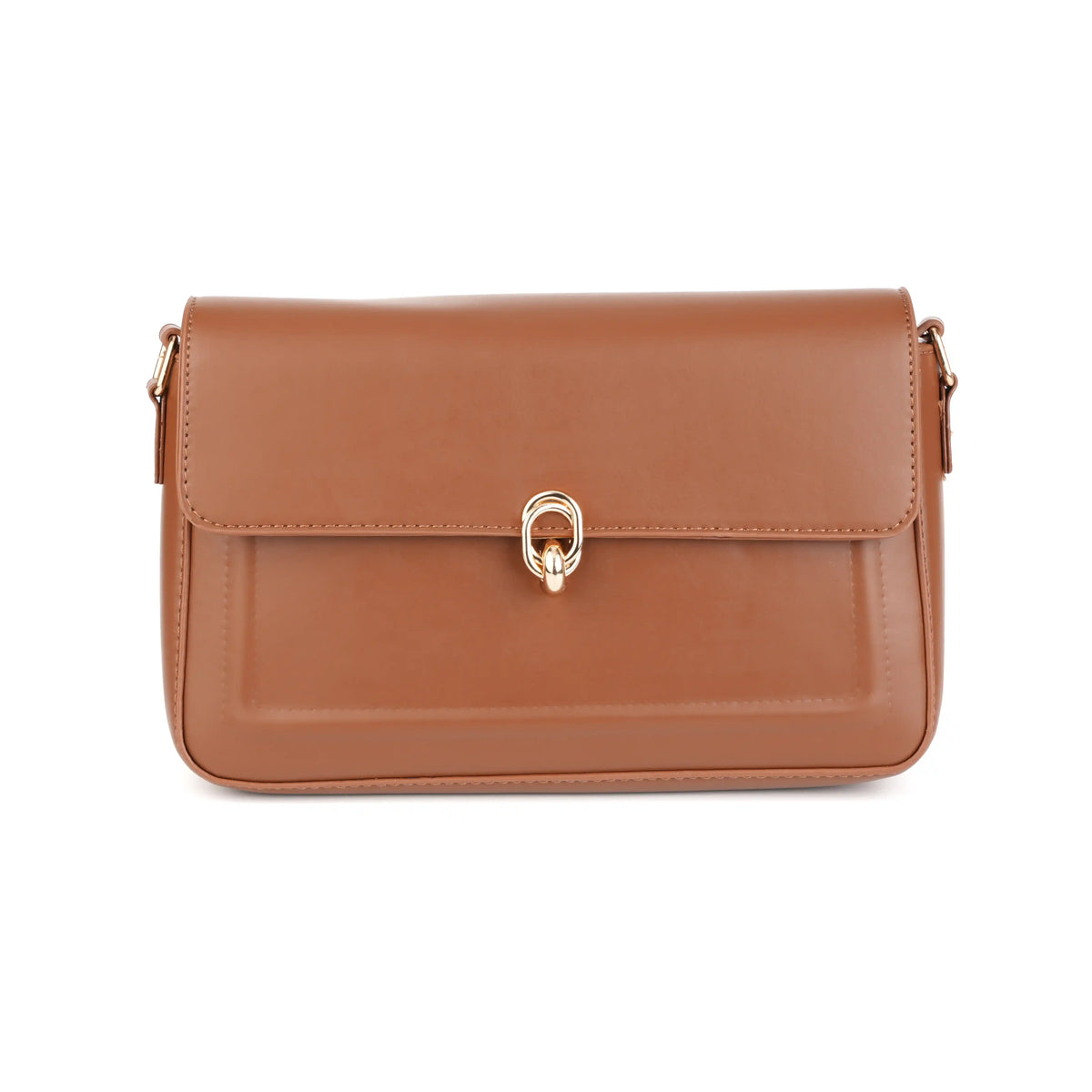 Vegan Leather Flap Shoulder Bag – Turn Lock Crossbody Handbag for Women