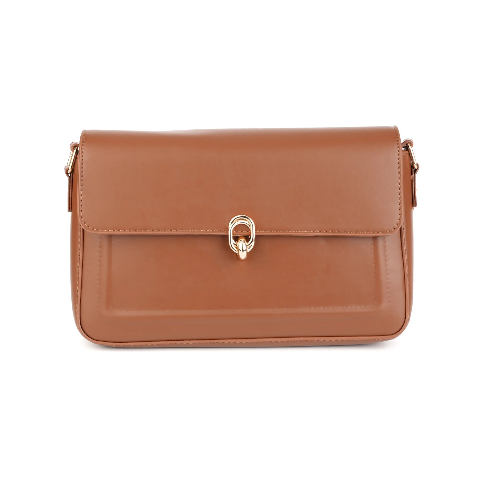 Vegan Leather Flap Shoulder Bag – Turn Lock Crossbody Handbag for Women
