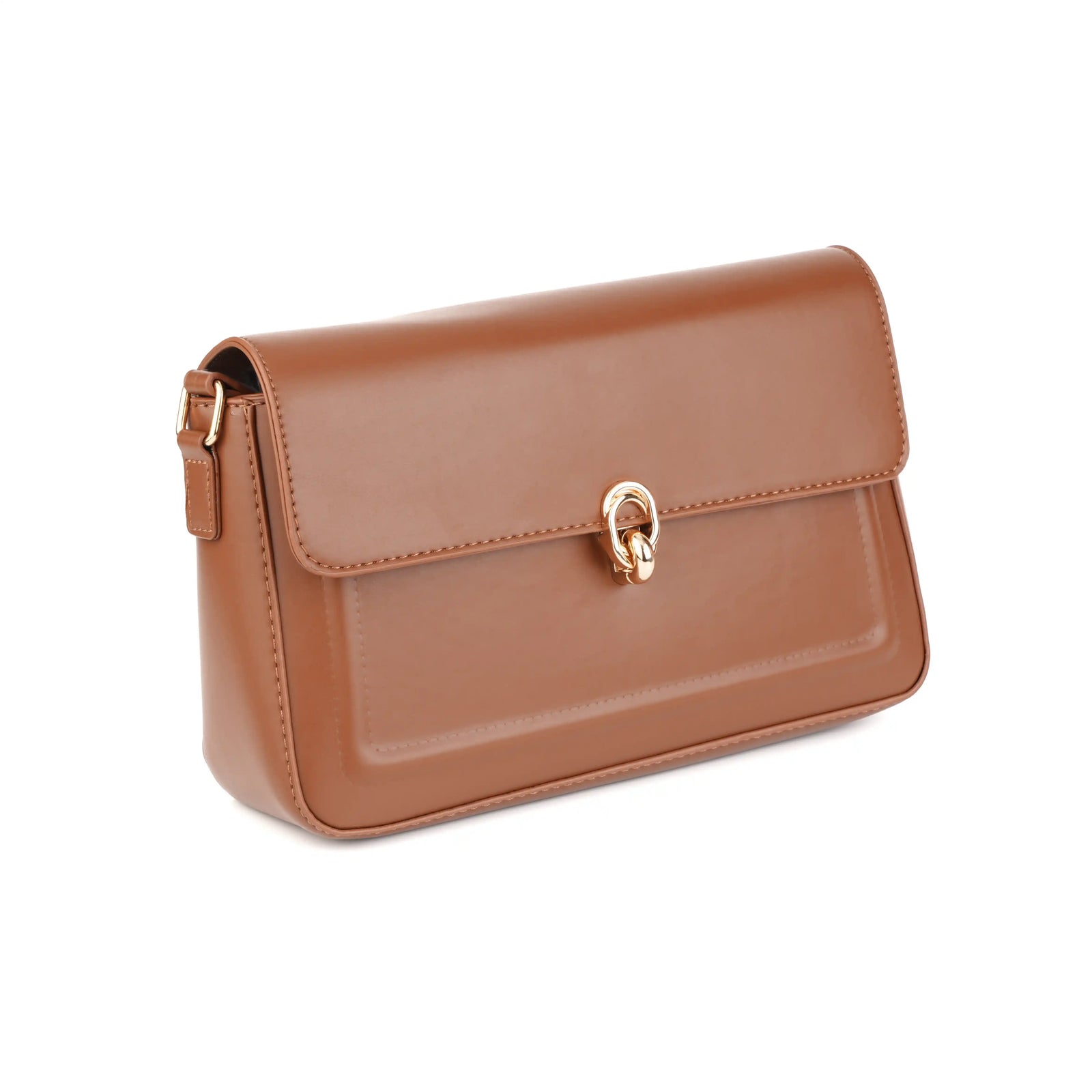 Vegan Leather Flap Shoulder Bag – Turn Lock Crossbody Handbag for Women