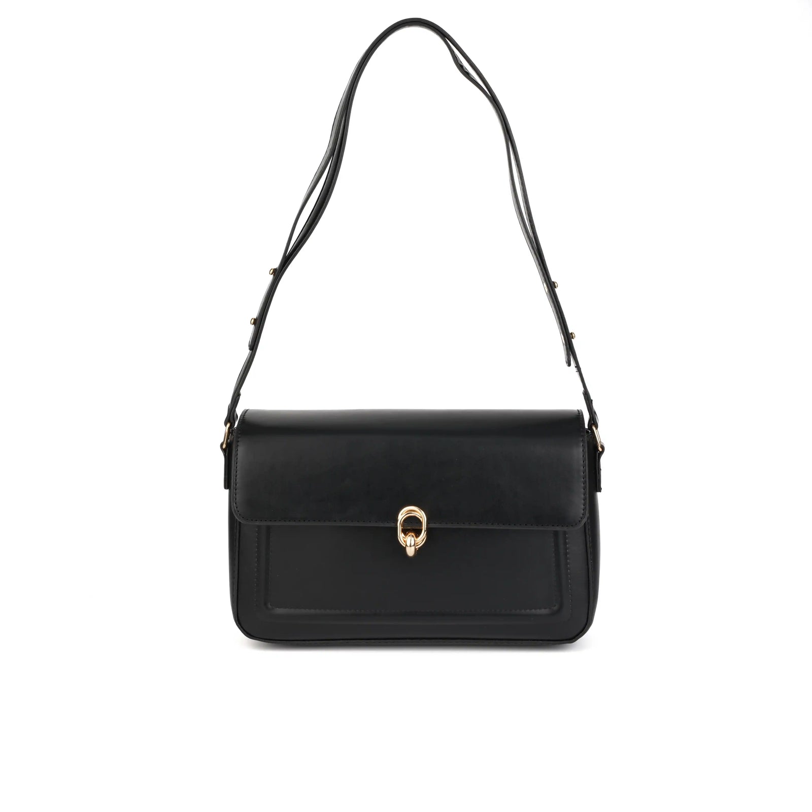 Vegan Leather Flap Shoulder Bag – Turn Lock Crossbody Handbag for Women