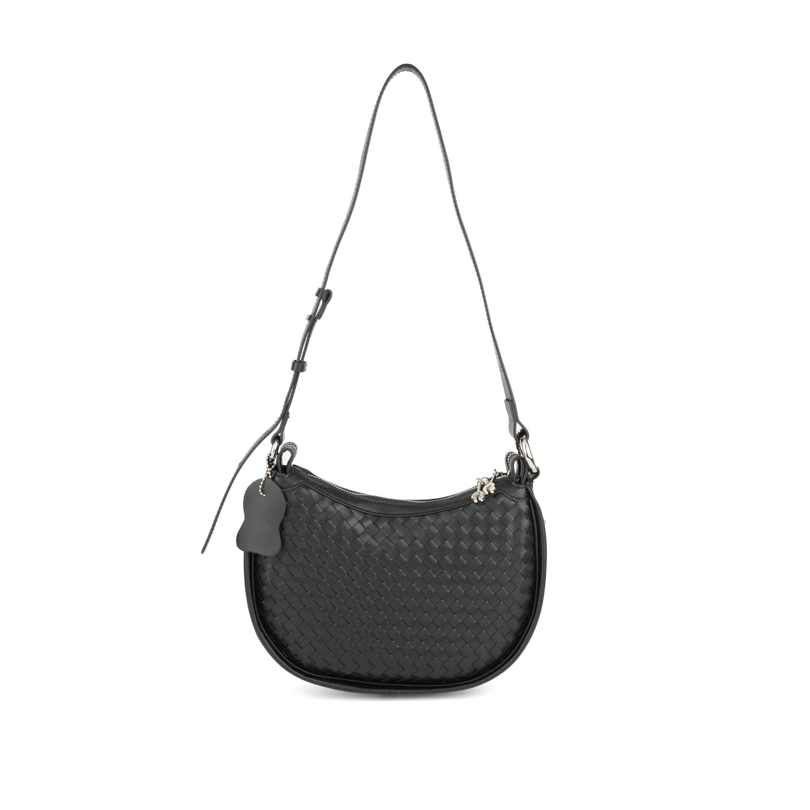 Woven Vegan Leather Crescent Shoulder Bag – Hobo Crossbody Purse for Women