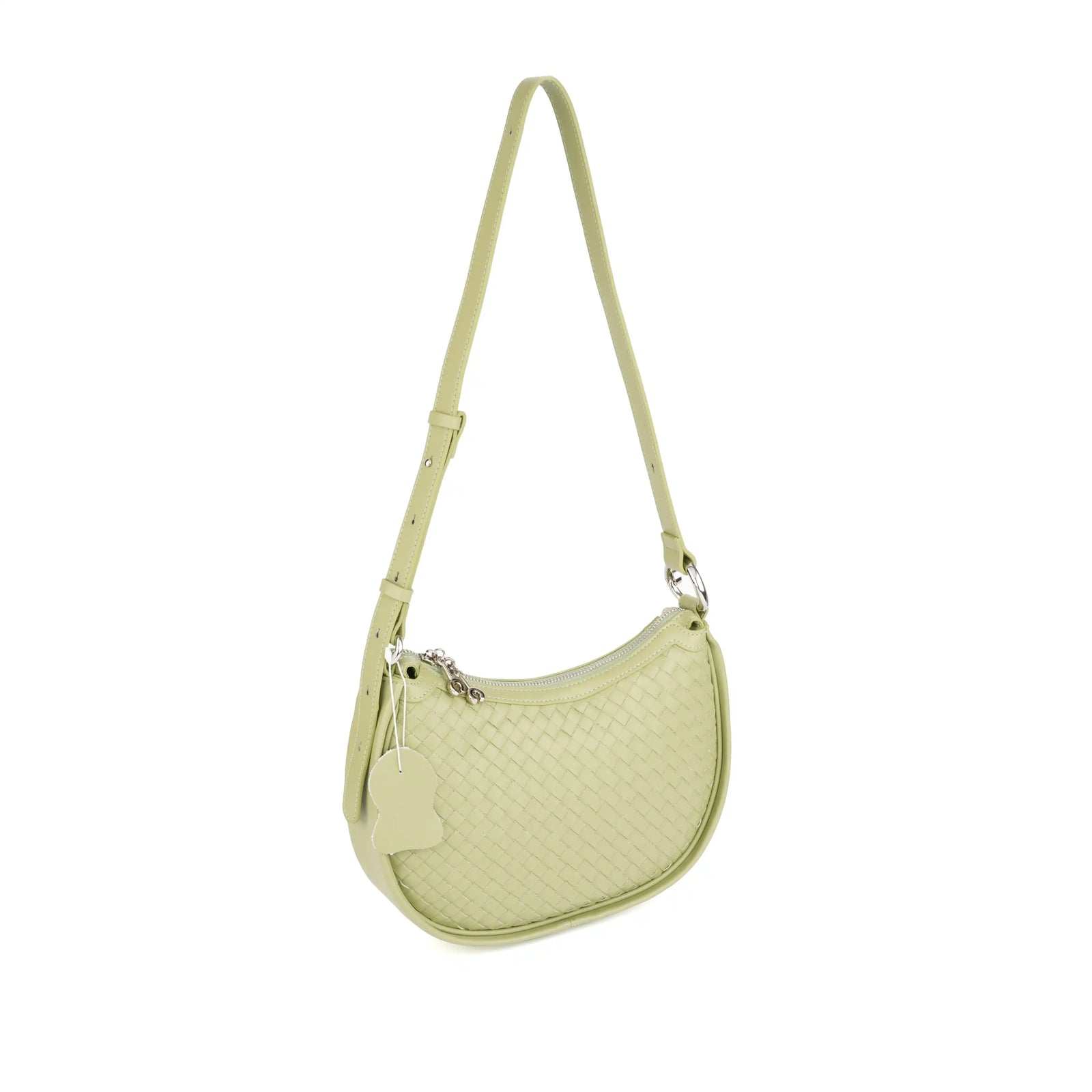 Woven Vegan Leather Crescent Shoulder Bag – Hobo Crossbody Purse for Women