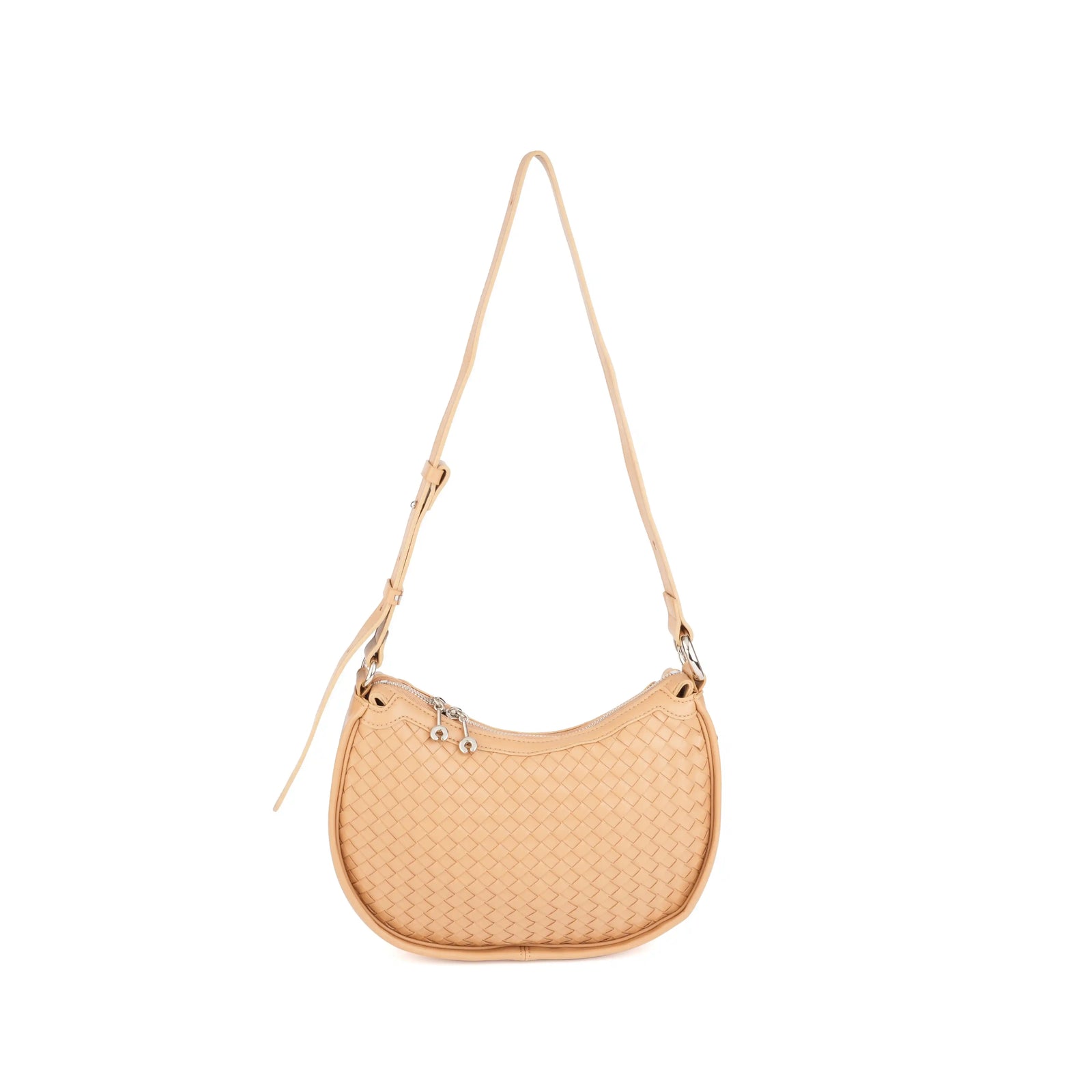 Woven Vegan Leather Crescent Shoulder Bag – Hobo Crossbody Purse for Women