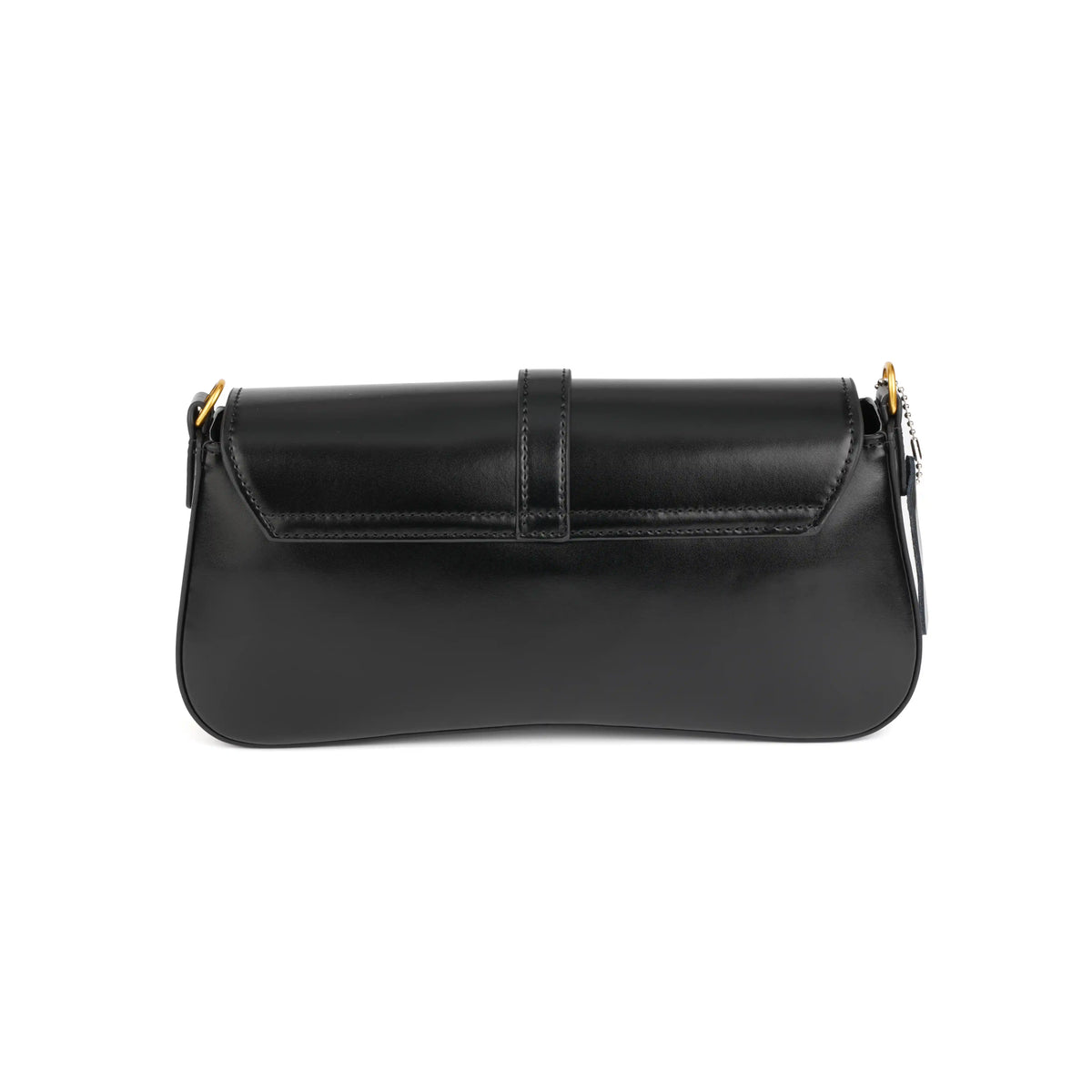 Structured Vegan Leather Clutch Shoulder Bag – Gold Buckle Flap for Women
