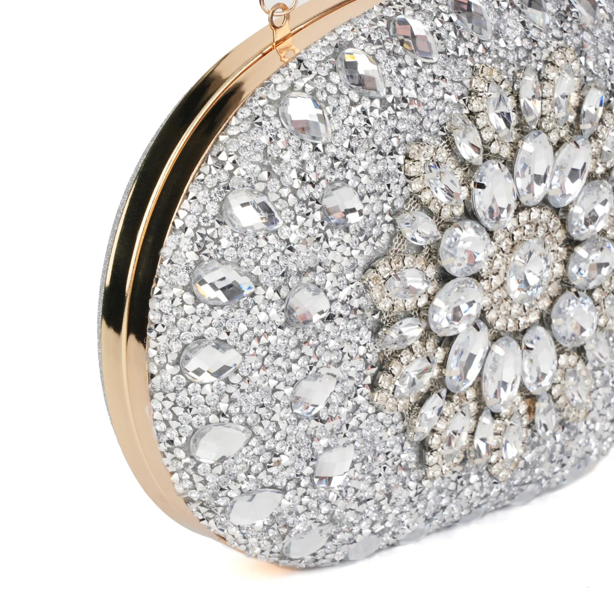 Embroidered Beaded Oval Clutch Bag – Floral Evening Purse for Women