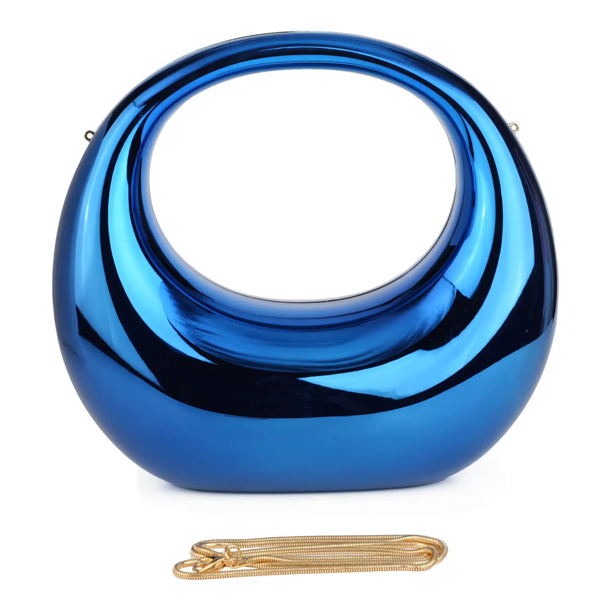 Glossy Ring Handle Clutch Bag – Sculptural Circle Purse for Women