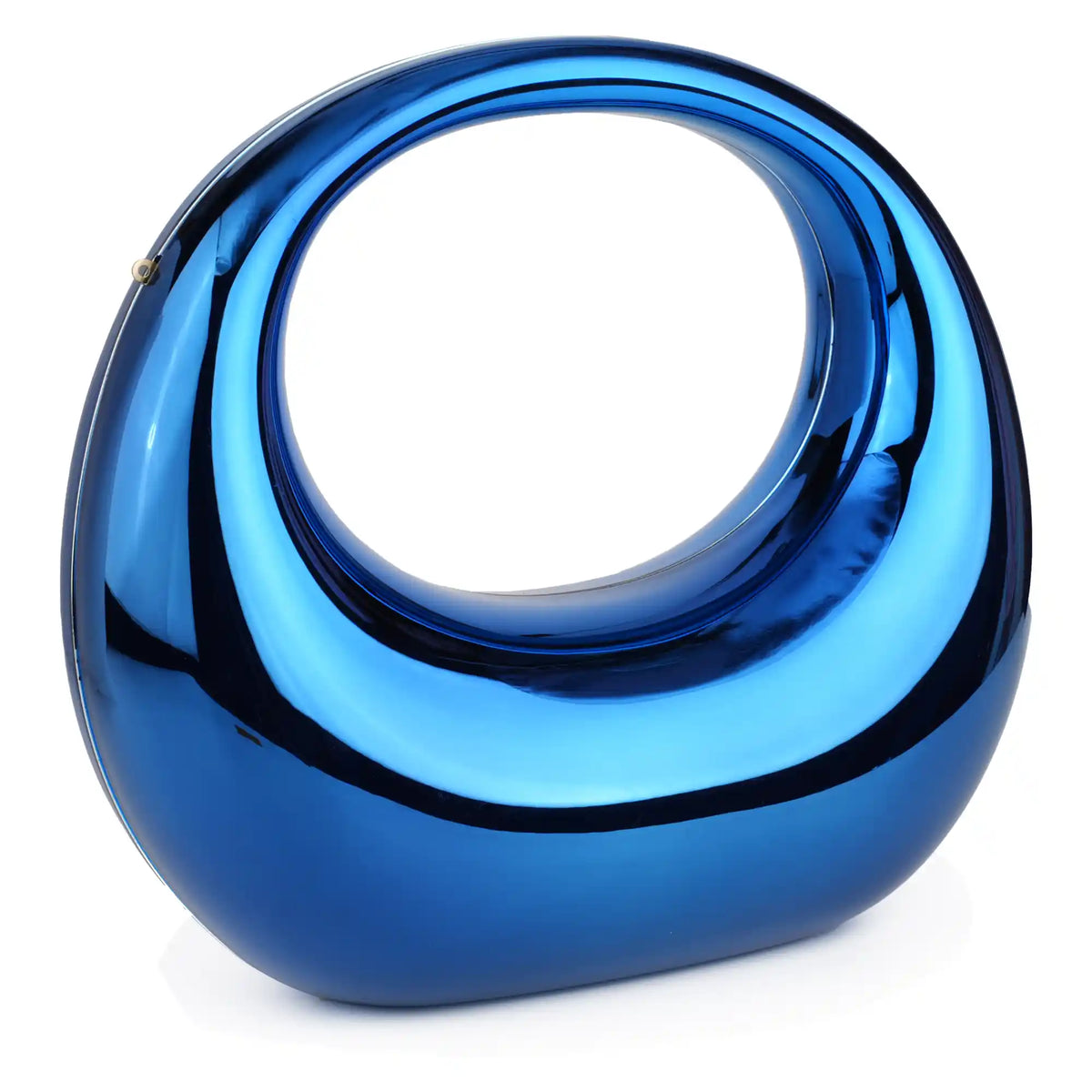 Blue circular ring handle PVC clutch – ARLANA
