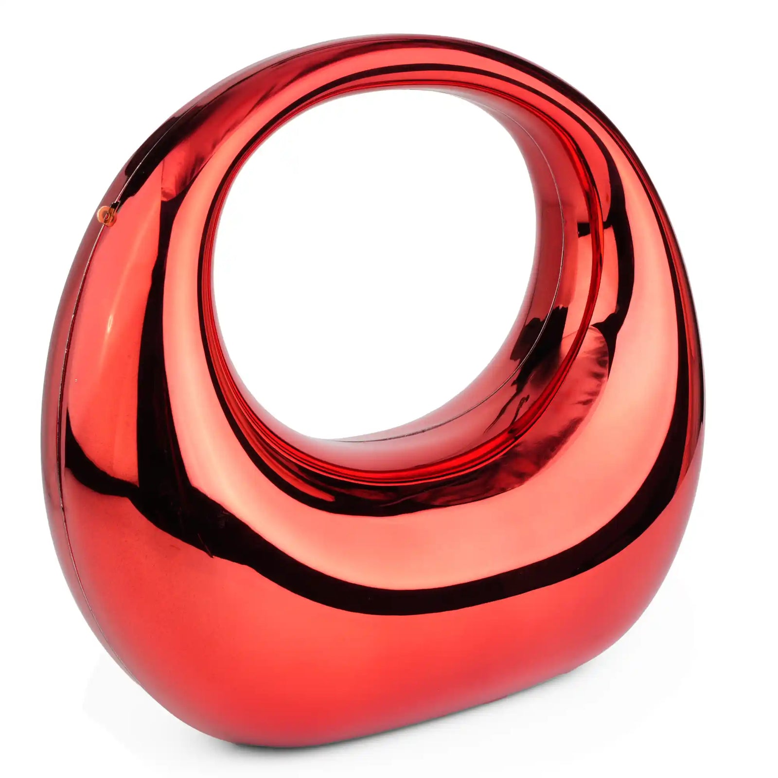 Red lacquered ring handle statement clutch bag – ARLANA