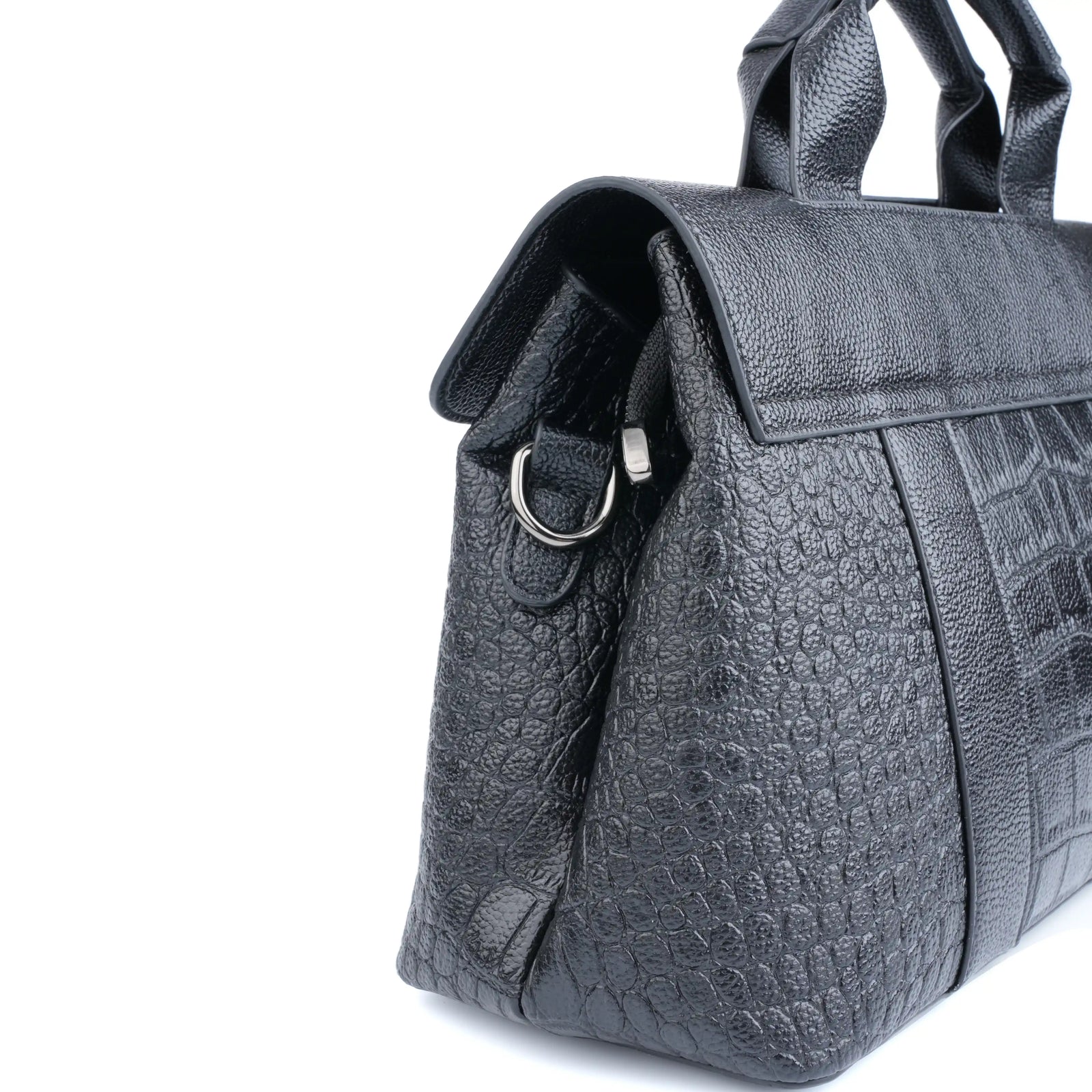 Croc Embossed Vegan Leather Work Tote Bag – Structured Briefcase Style Women