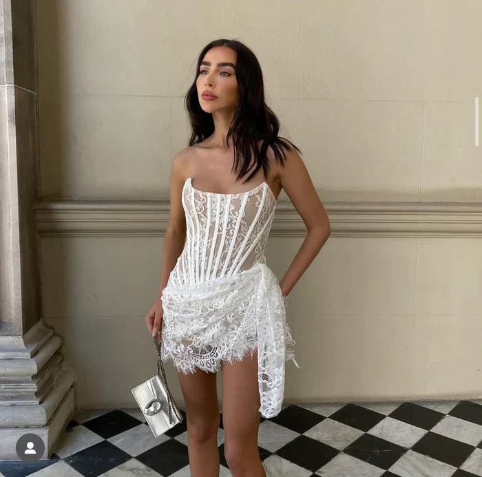 Hermine Robe Courte en Dentelle