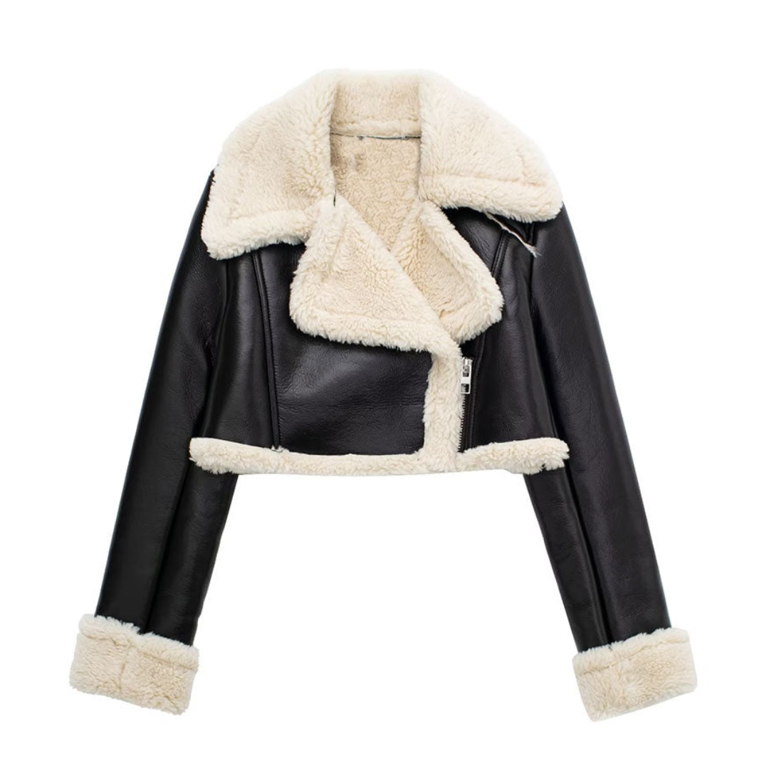 Tara Veste Courte en Peau Lainée