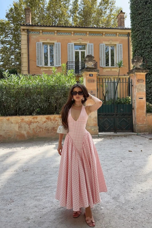 Sylvie Robe Mi-Longue Vichy