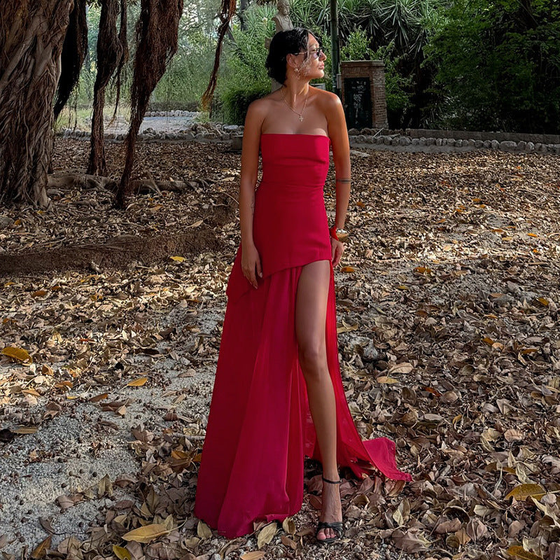 Perrine Robe Longue Asymétrique
