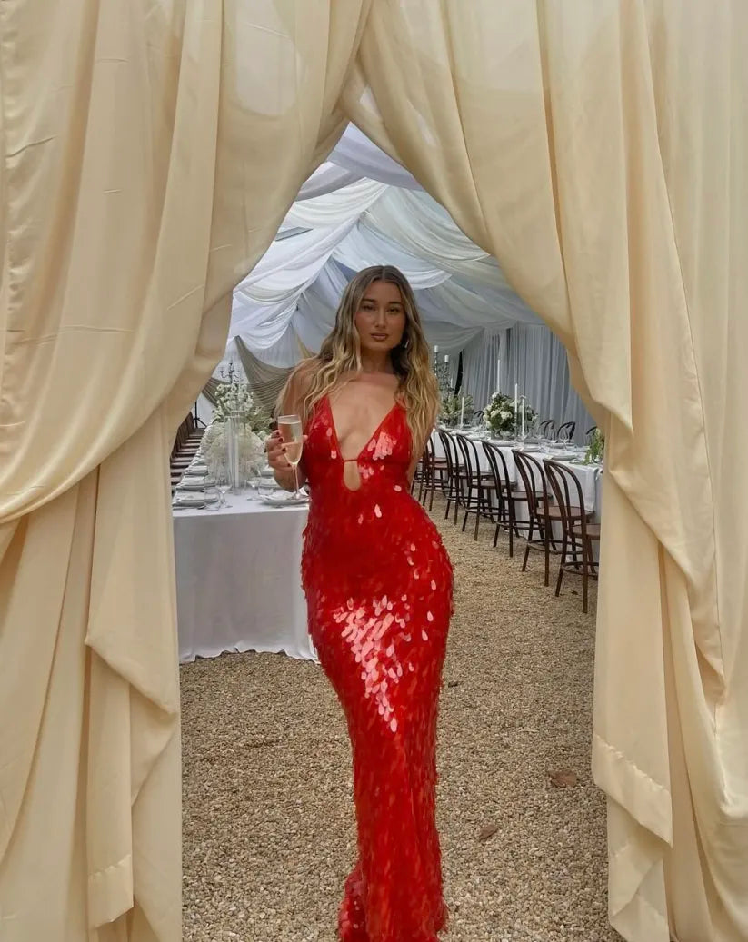 Émeline Robe Longue à Sequins