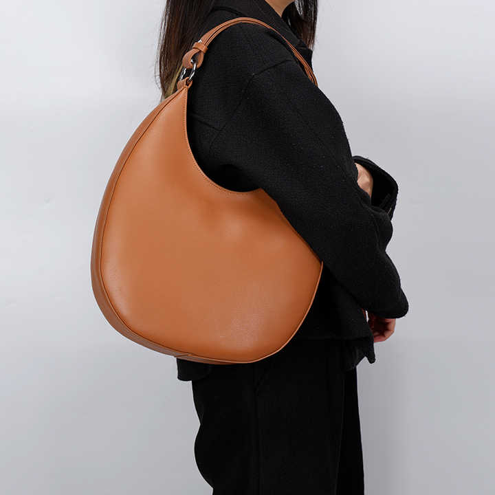 Large Vegan Leather Hobo Shoulder Bag – Crescent Tote Handbag for Women