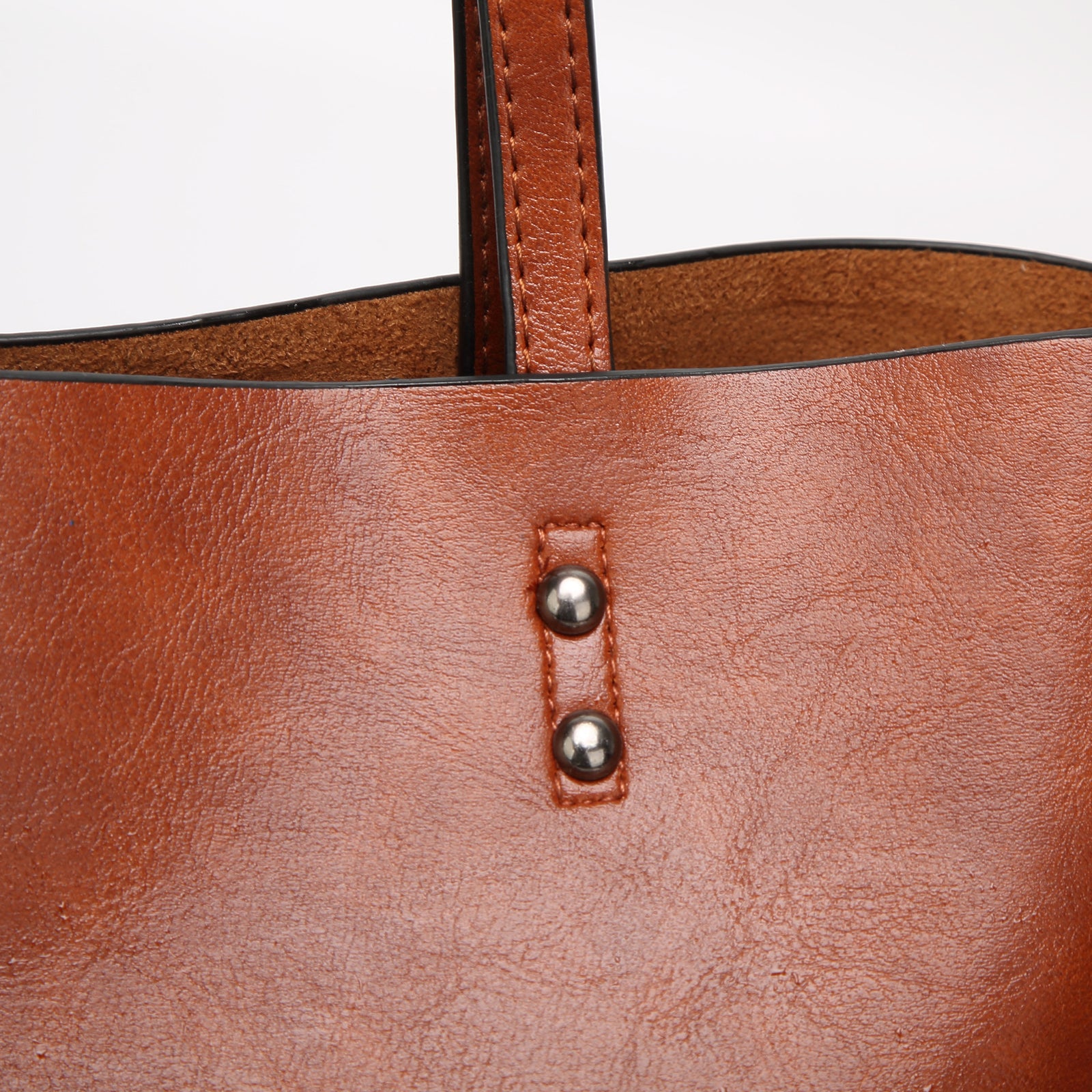 Vegan Leather Large Tote Bag – Double Handle Shoulder Work Bag for Women
