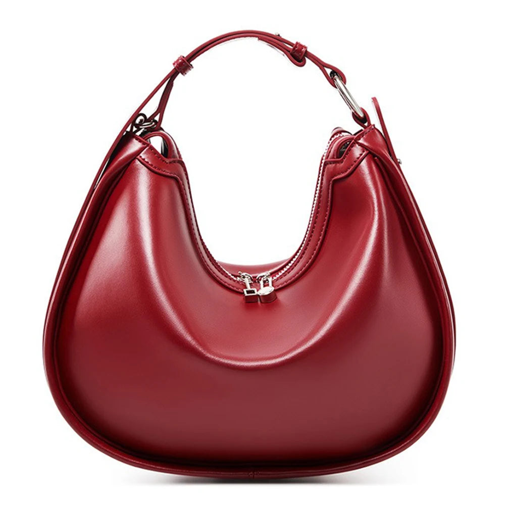 Deep red vegan leather hobo shoulder bag – ARLANA
