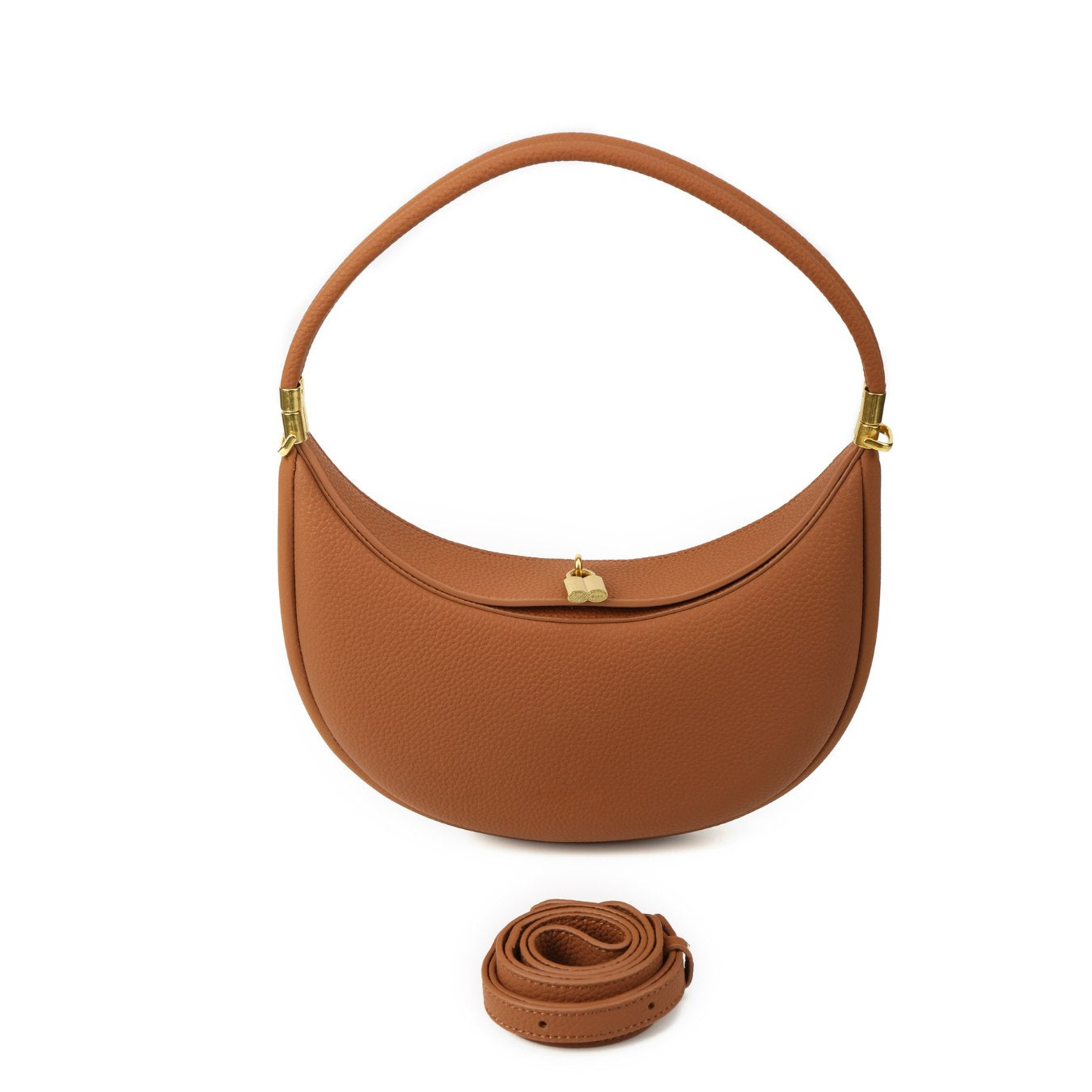 Vegan Leather Crescent Shoulder Bag – Half Moon Crossbody Purse for Women