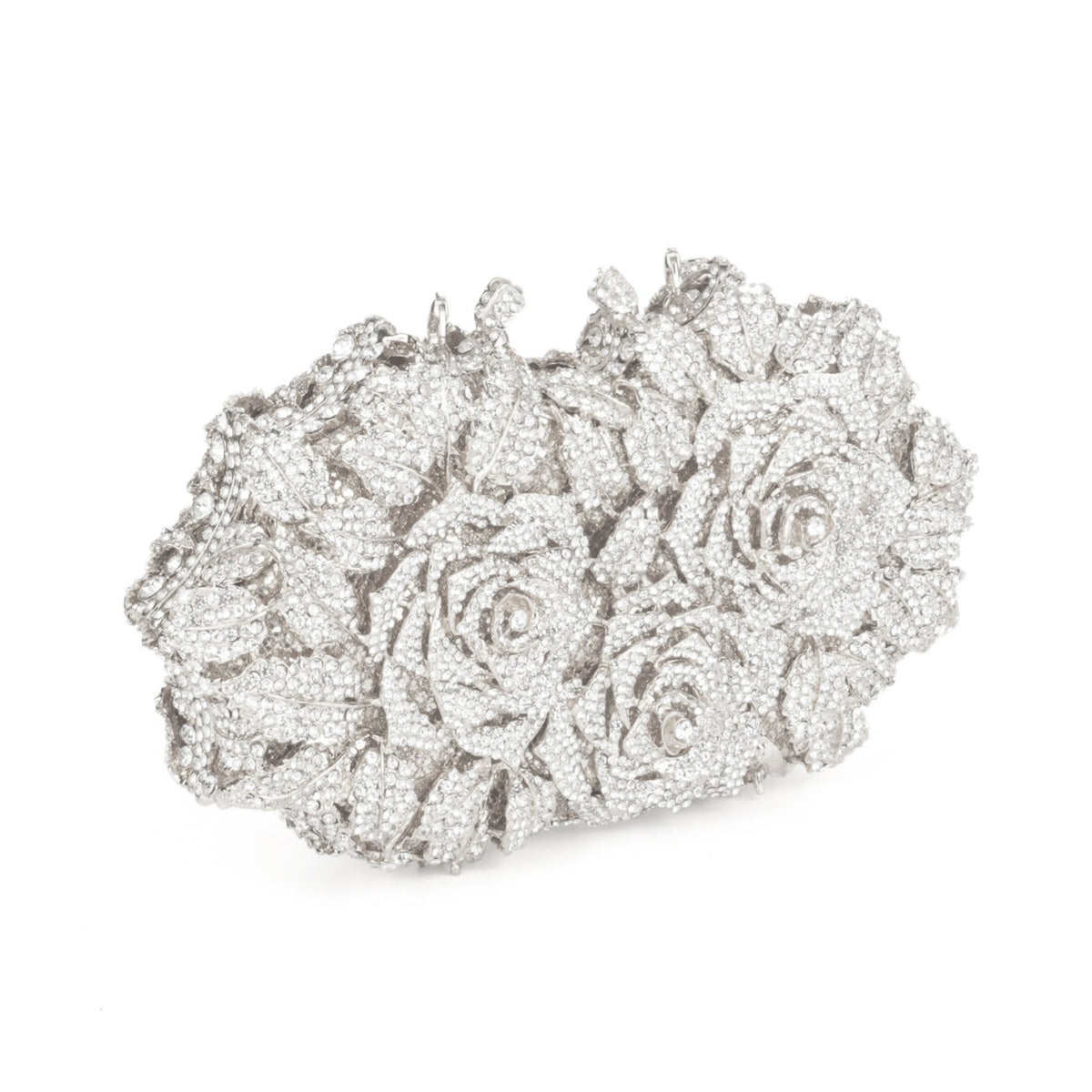Sculptural 3D floral clutch bag in silver – ARLANA Sydney