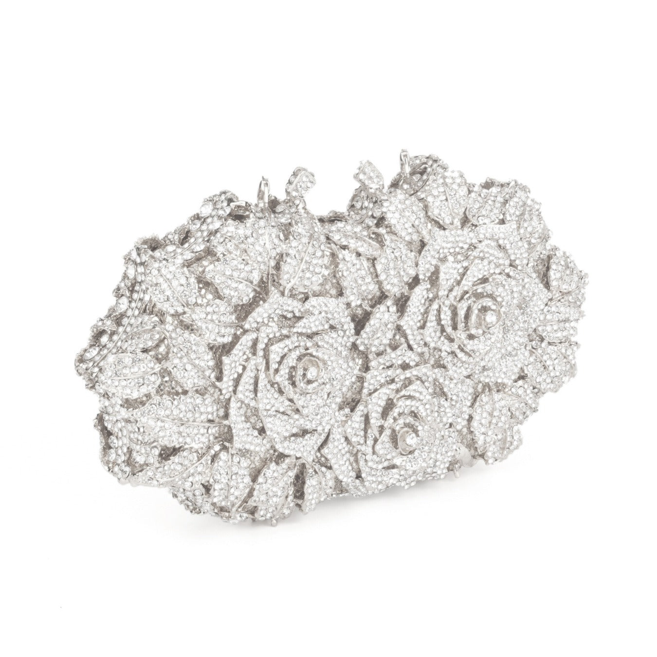 Sculptural 3D floral clutch bag in silver – ARLANA Sydney